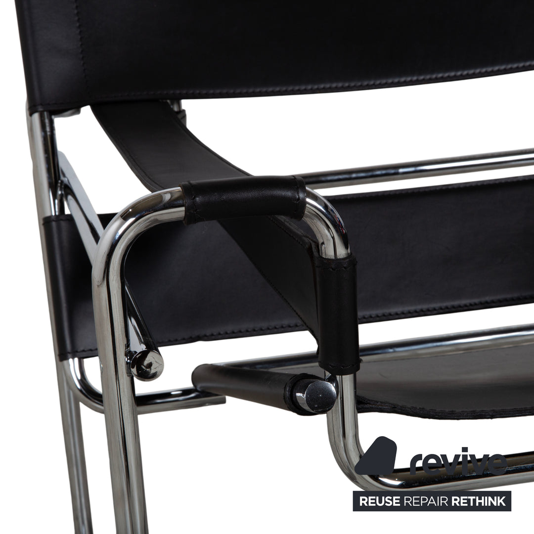 Knoll International Wassily Chair Leder 2x Sessel Schwarz Stuhl Marcel Breuer