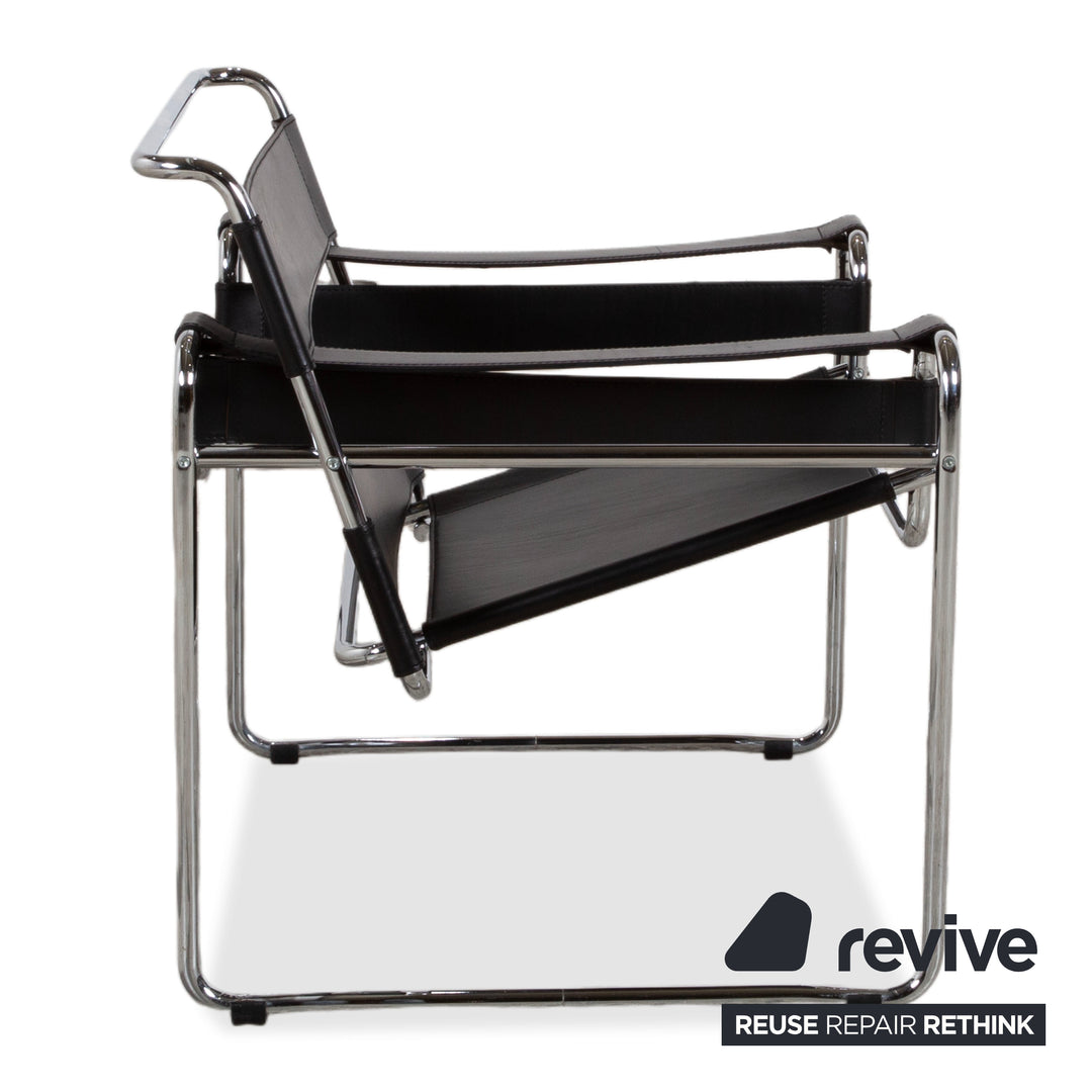 Knoll International Wassily Chair Leder 2x Sessel Schwarz Stuhl Marcel Breuer