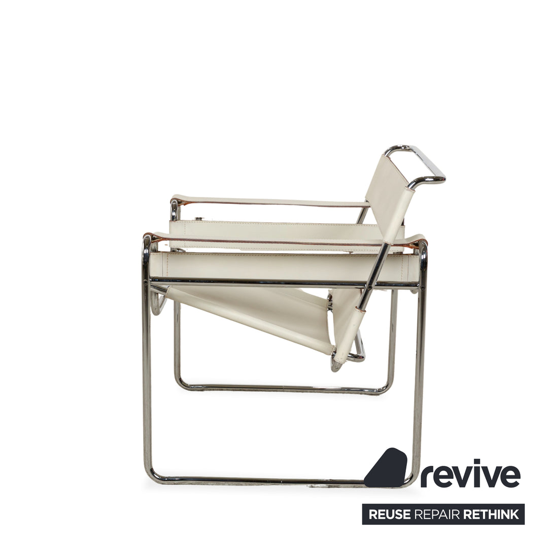 Knoll International Wassily Chair Leather Armchair Cream Bauhaus