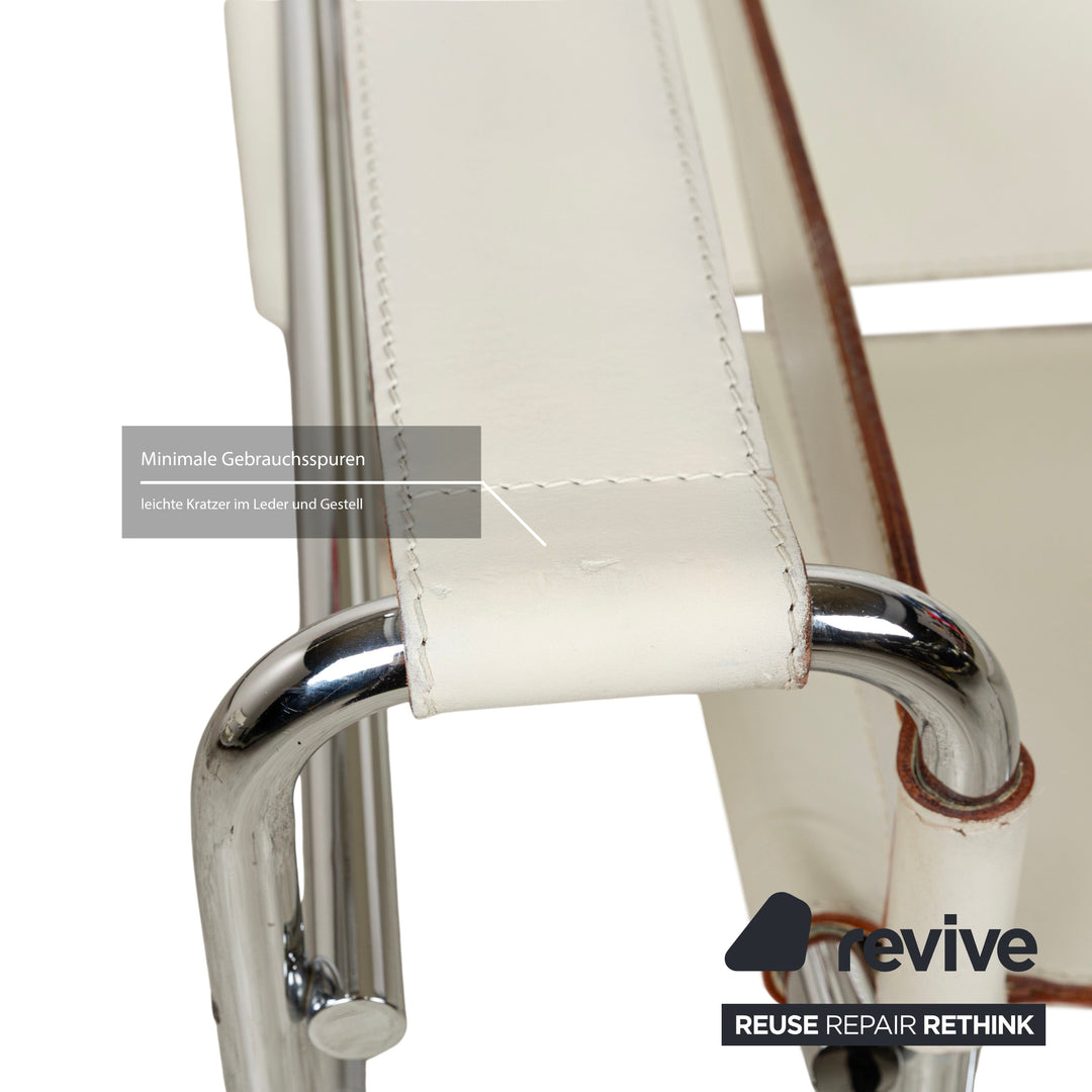 Knoll International Wassily Chair Leather Armchair Cream Bauhaus