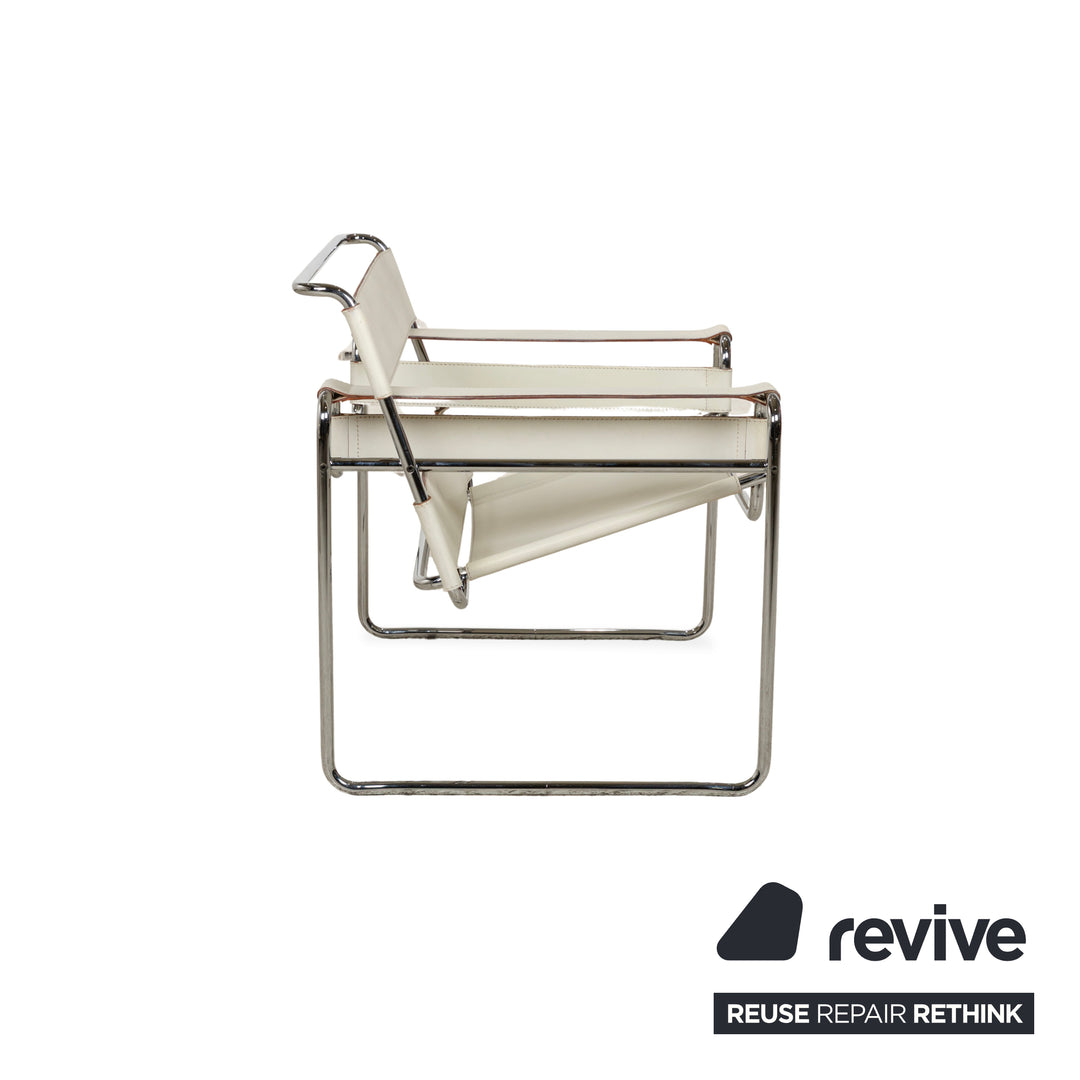 Knoll International Wassily Chair Leather Armchair Cream Bauhaus