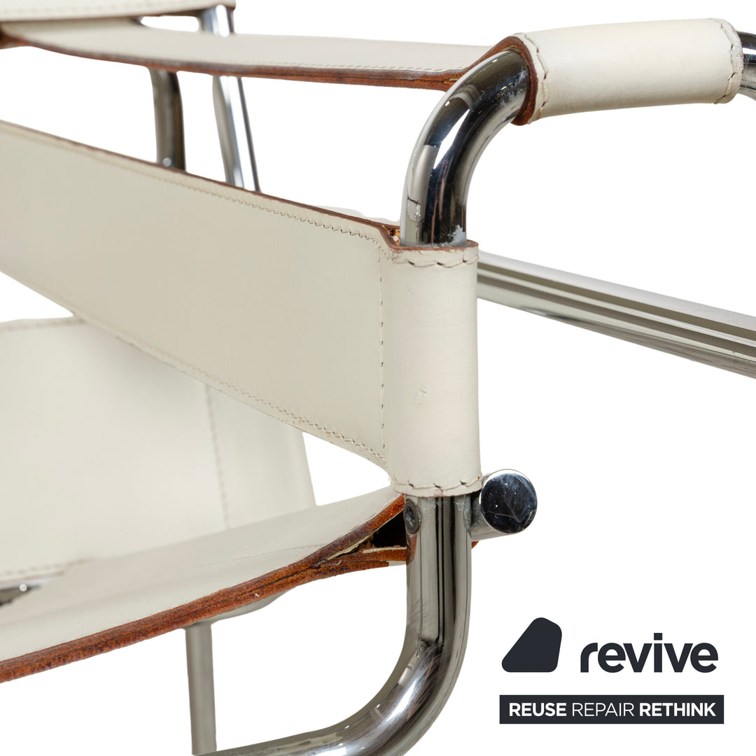 Knoll International Wassily Chair Leather Armchair Cream Bauhaus