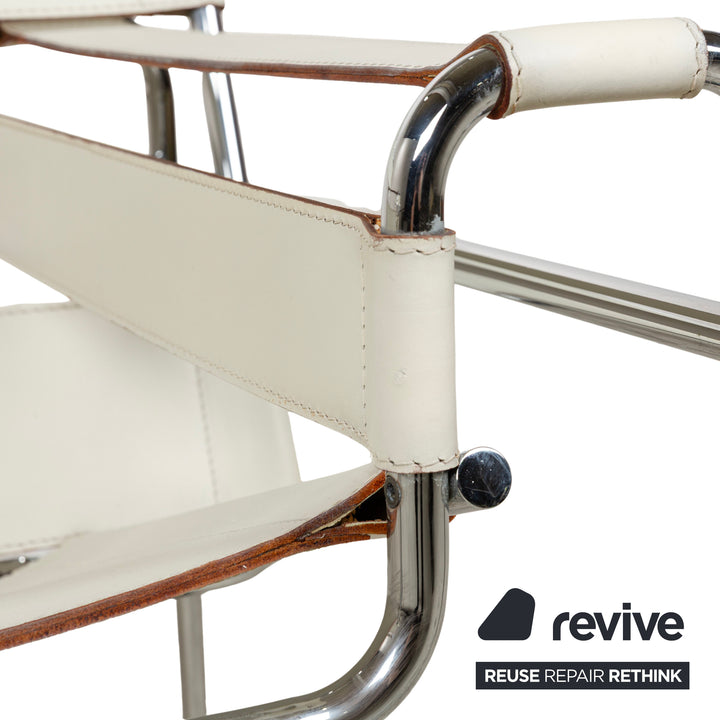 Knoll International Wassily Chair Leather Armchair Cream Bauhaus