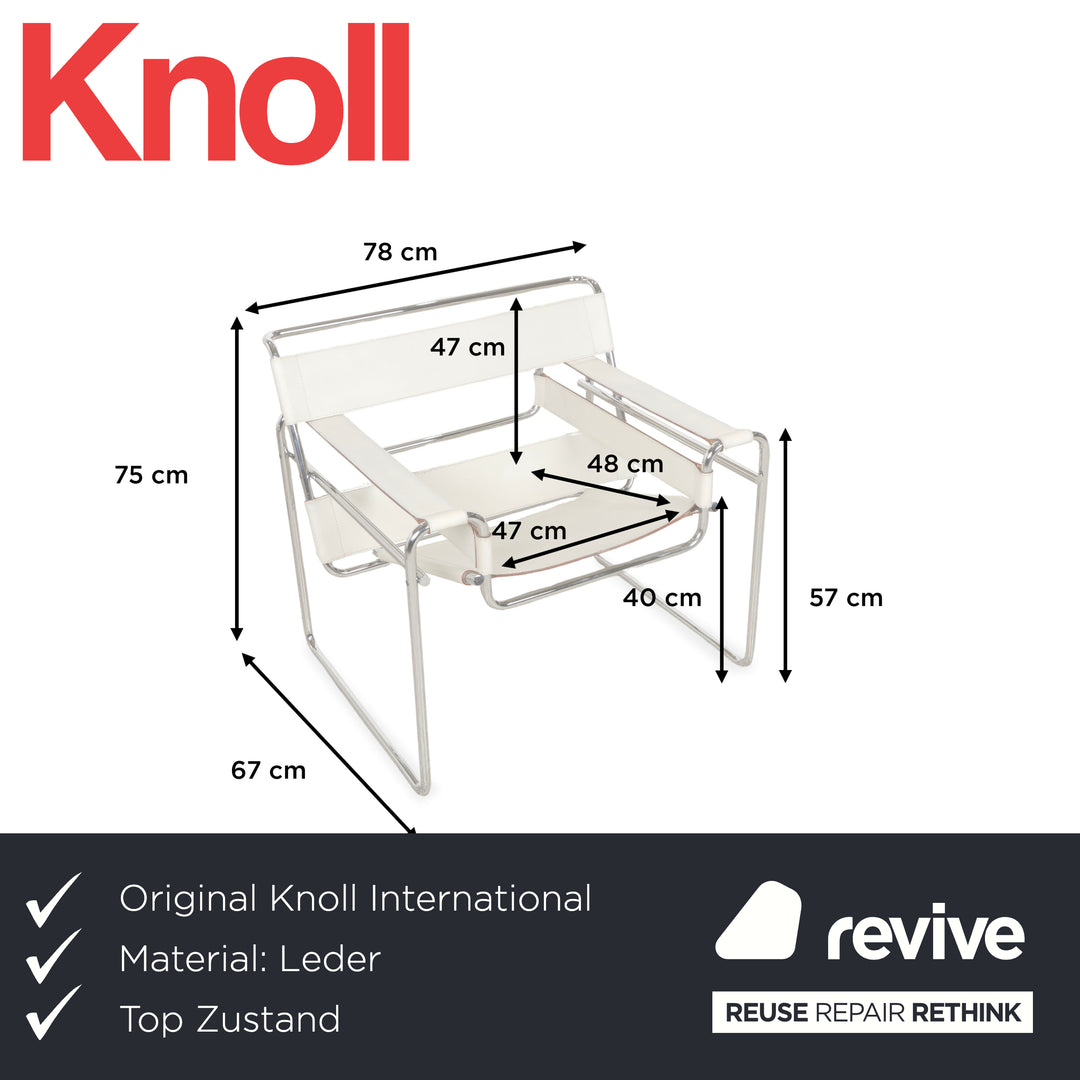 Knoll International Wassily Chair Leather Armchair Cream Bauhaus