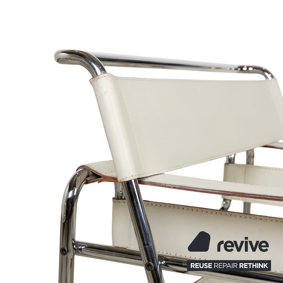 Knoll International Wassily Chair Leather Armchair Cream Bauhaus