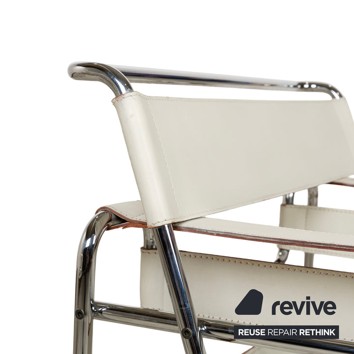 Knoll International Wassily Chair Leather Armchair Cream Bauhaus