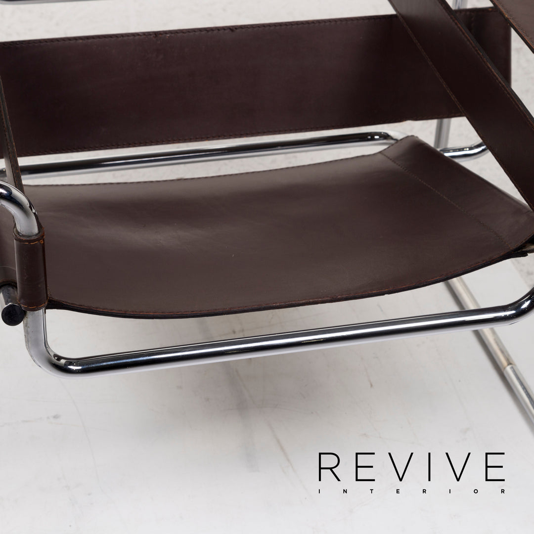 Knoll International Wassily Chair leather armchair set brown dark brown 2x chair Marcel Breuer #12715