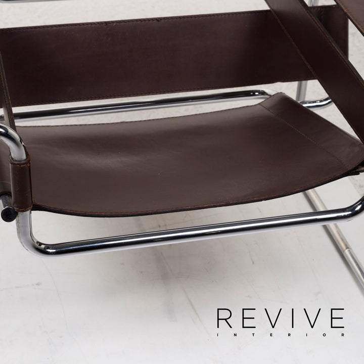 Knoll International Wassily Chair leather armchair set brown dark brown 2x chair Marcel Breuer #12715