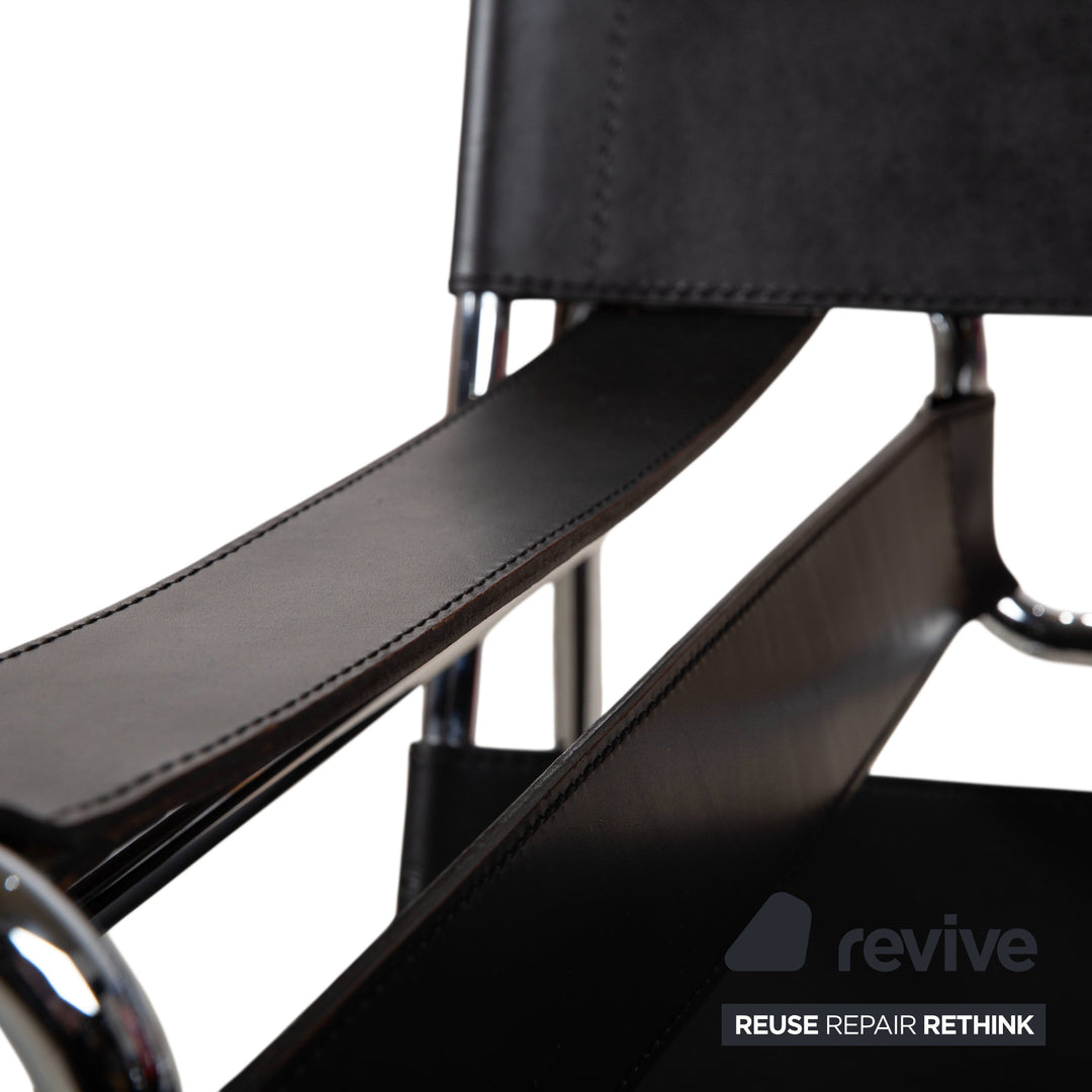 Knoll International Wassily Chair Leder Sessel Schwarz Bauhaus
