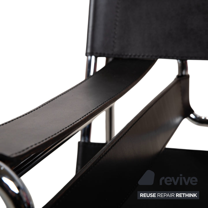 Knoll International Wassily Chair Leder Sessel Schwarz Bauhaus