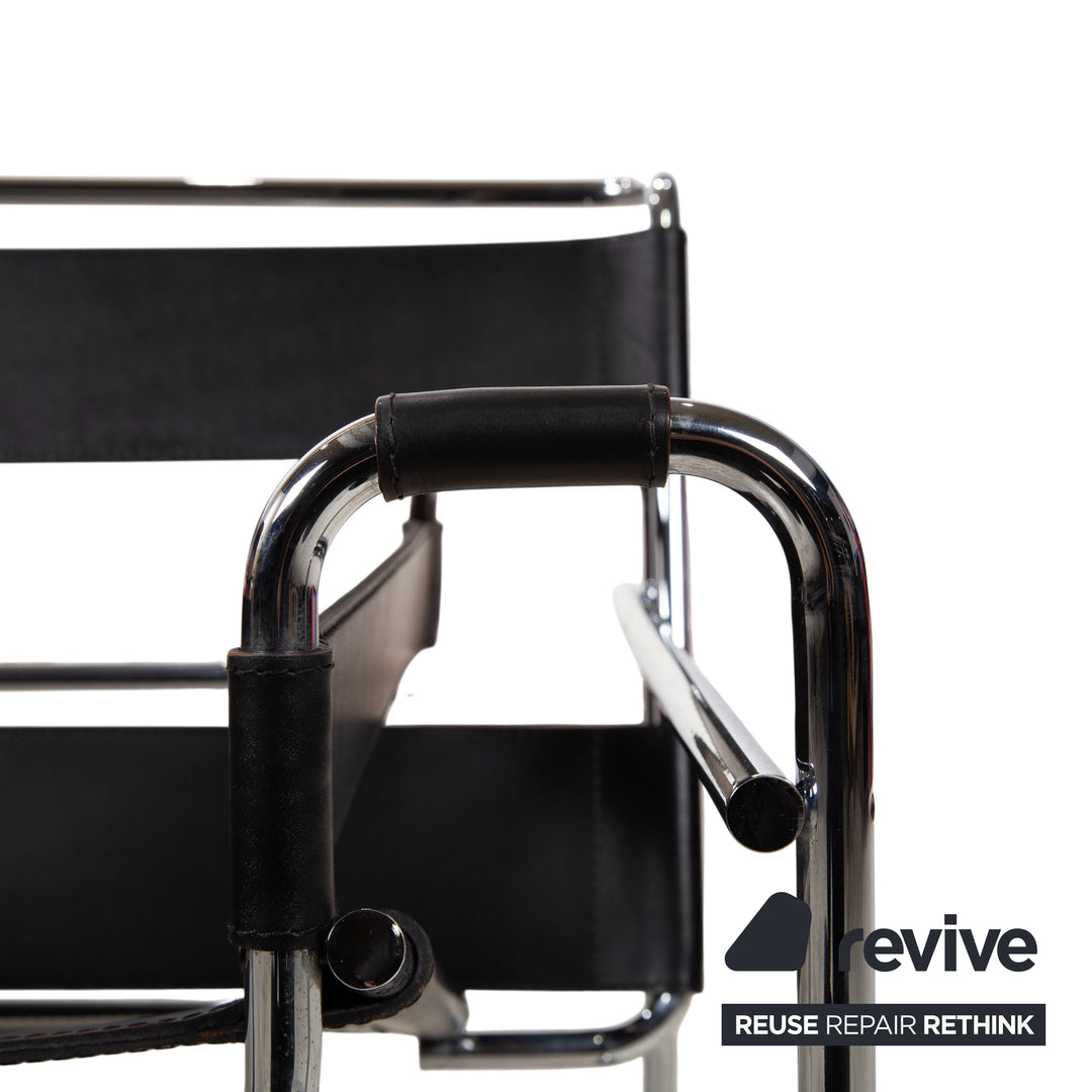 Knoll International Wassily Chair Leder Sessel Schwarz Bauhaus