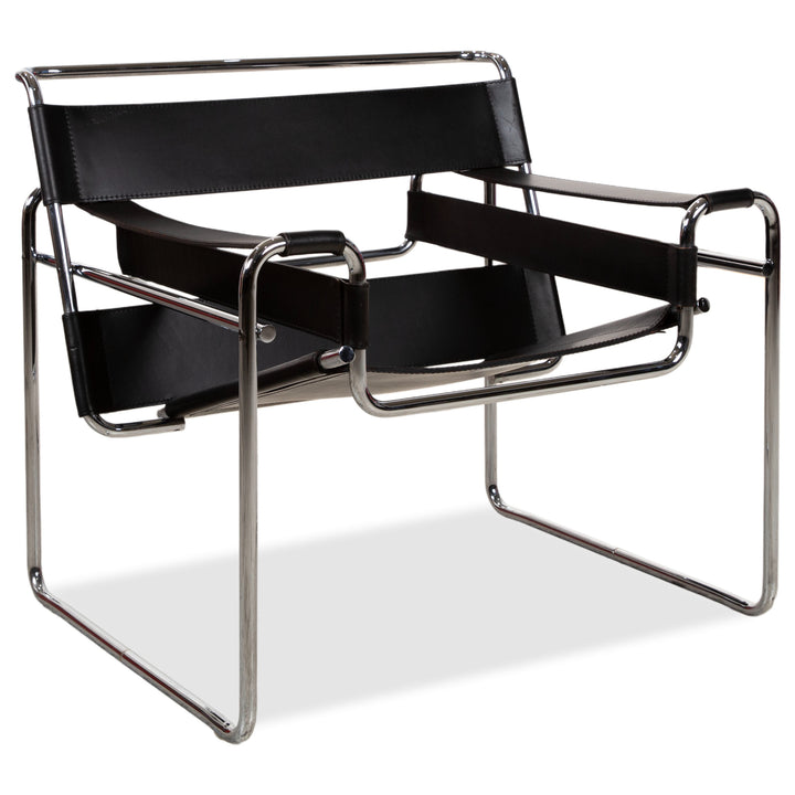 Knoll International Wassily Chair Leder Sessel Schwarz Bauhaus