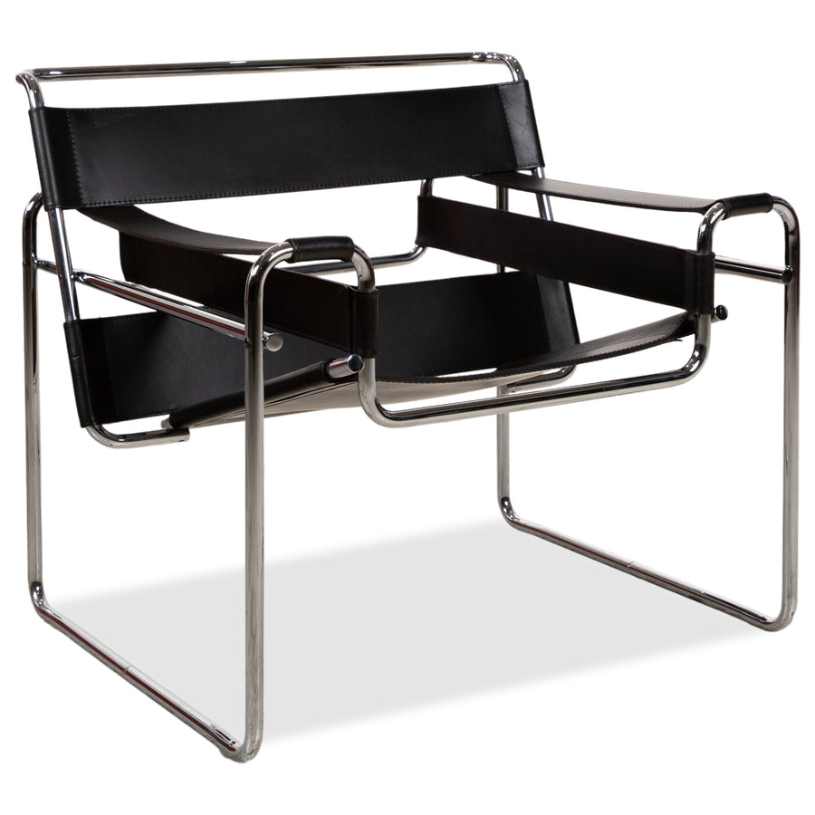 Knoll International Wassily Chair Leder Sessel Schwarz Bauhaus