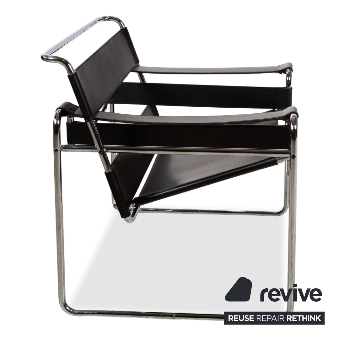 Knoll International Wassily Chair Leder Sessel Schwarz Bauhaus