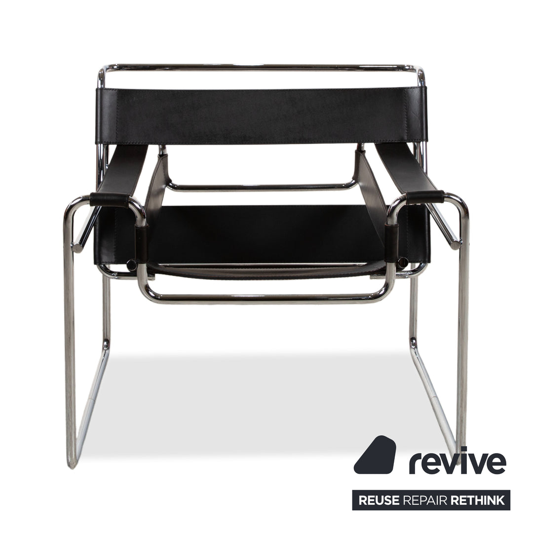 Knoll International Wassily Chair Leder Sessel Schwarz Bauhaus