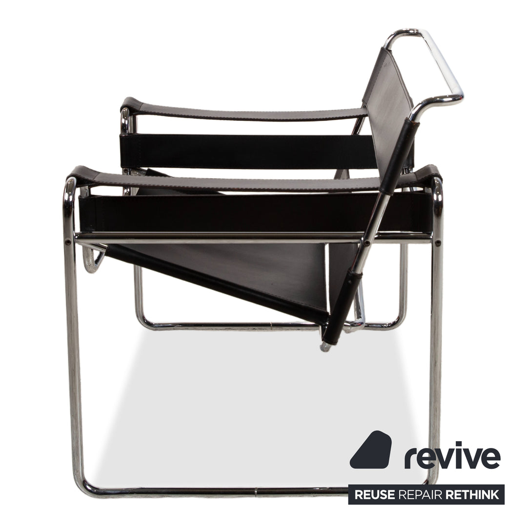 Knoll International Wassily Chair Leder Sessel Schwarz Bauhaus