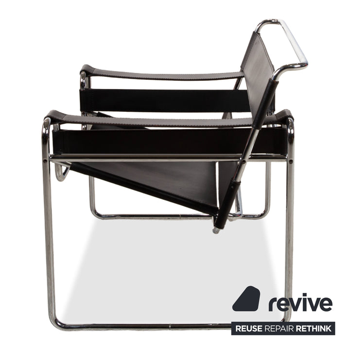 Knoll International Wassily Chair Leder Sessel Schwarz Bauhaus