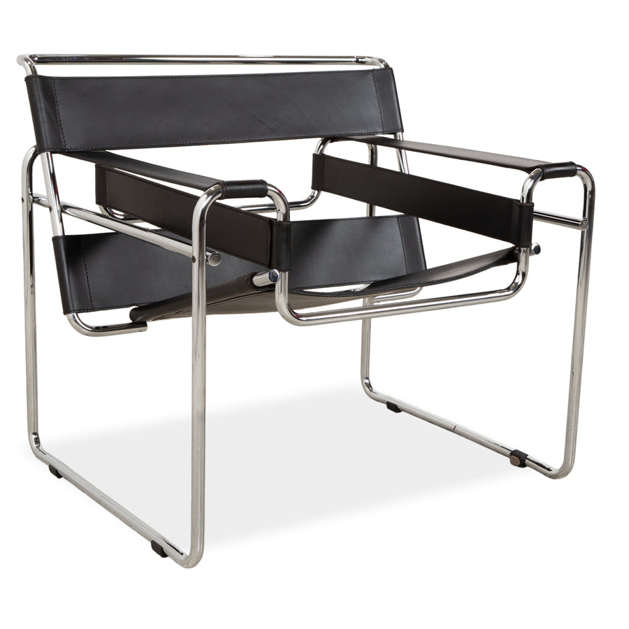 Knoll International Wassily Chair Leather Armchair Black Bauhaus Vintage