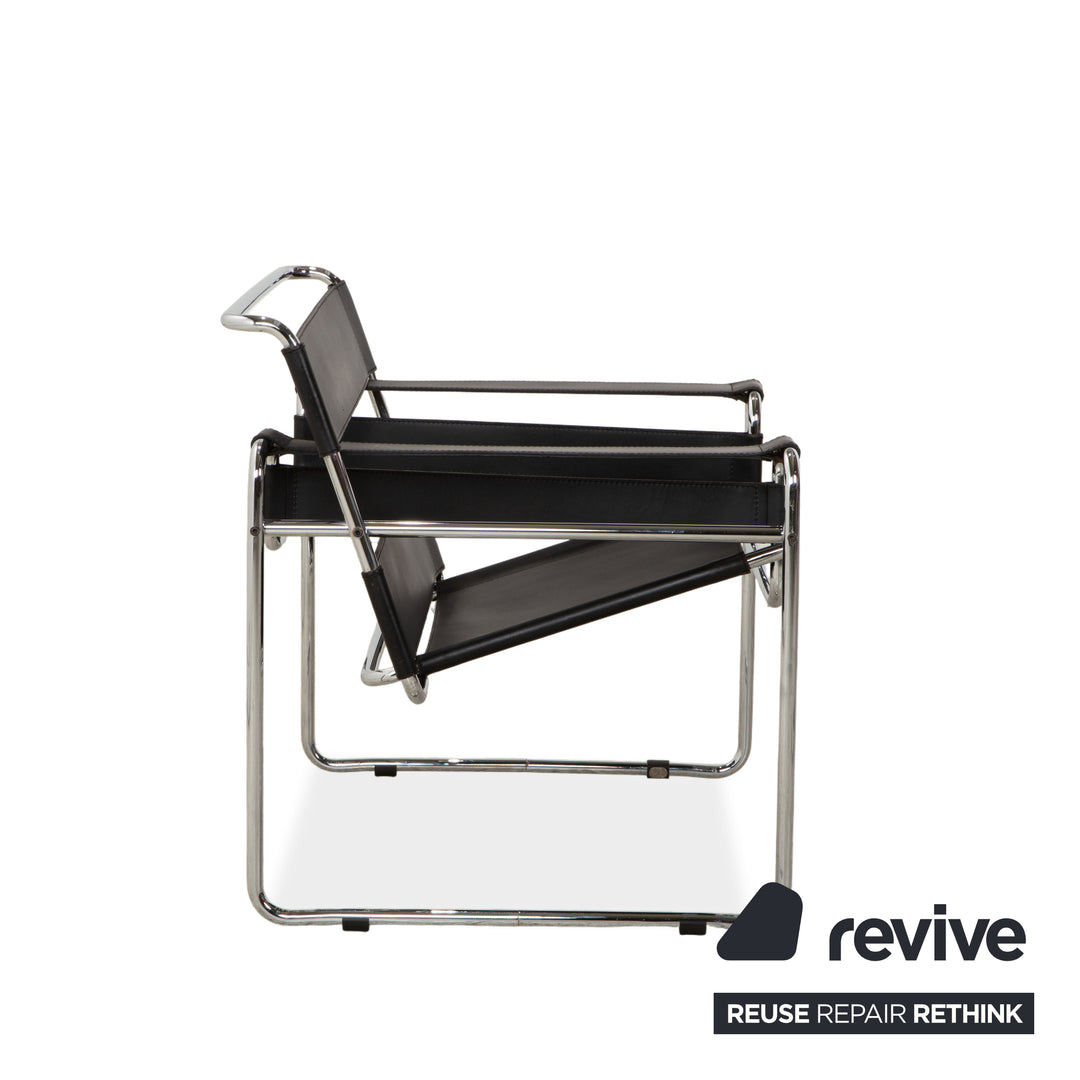 Knoll International Wassily Chair Leder Sessel Schwarz Bauhaus Vintage