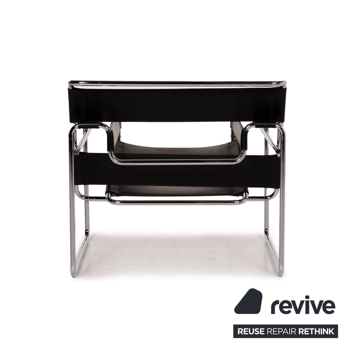 Knoll International Wassily Chair leren fauteuil zwart stoel Marcel Breuer