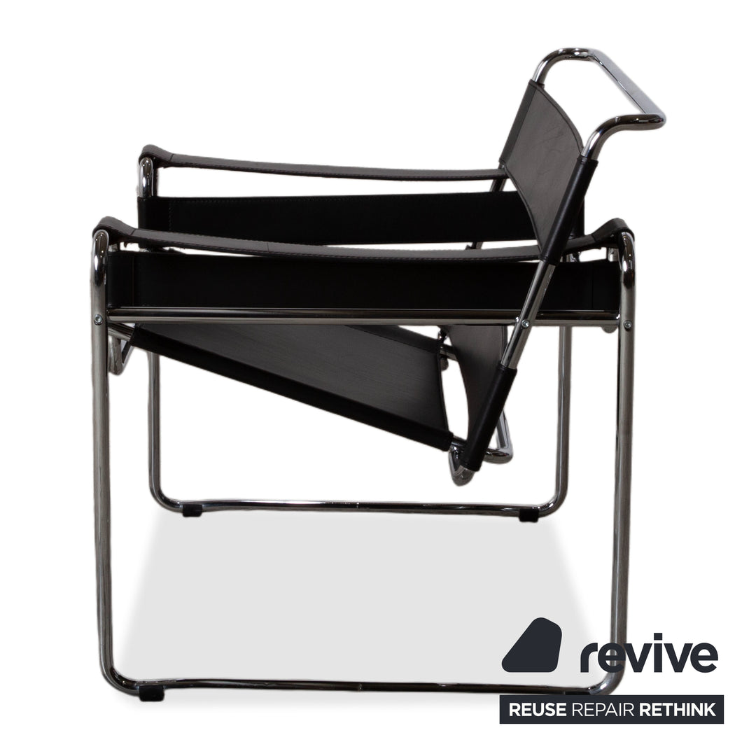 Knoll International Wassily Chair Leder Sessel Schwarz Stuhl Marcel Breuer