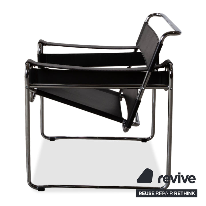 Knoll International Wassily Chair Leder Sessel Schwarz Stuhl Marcel Breuer