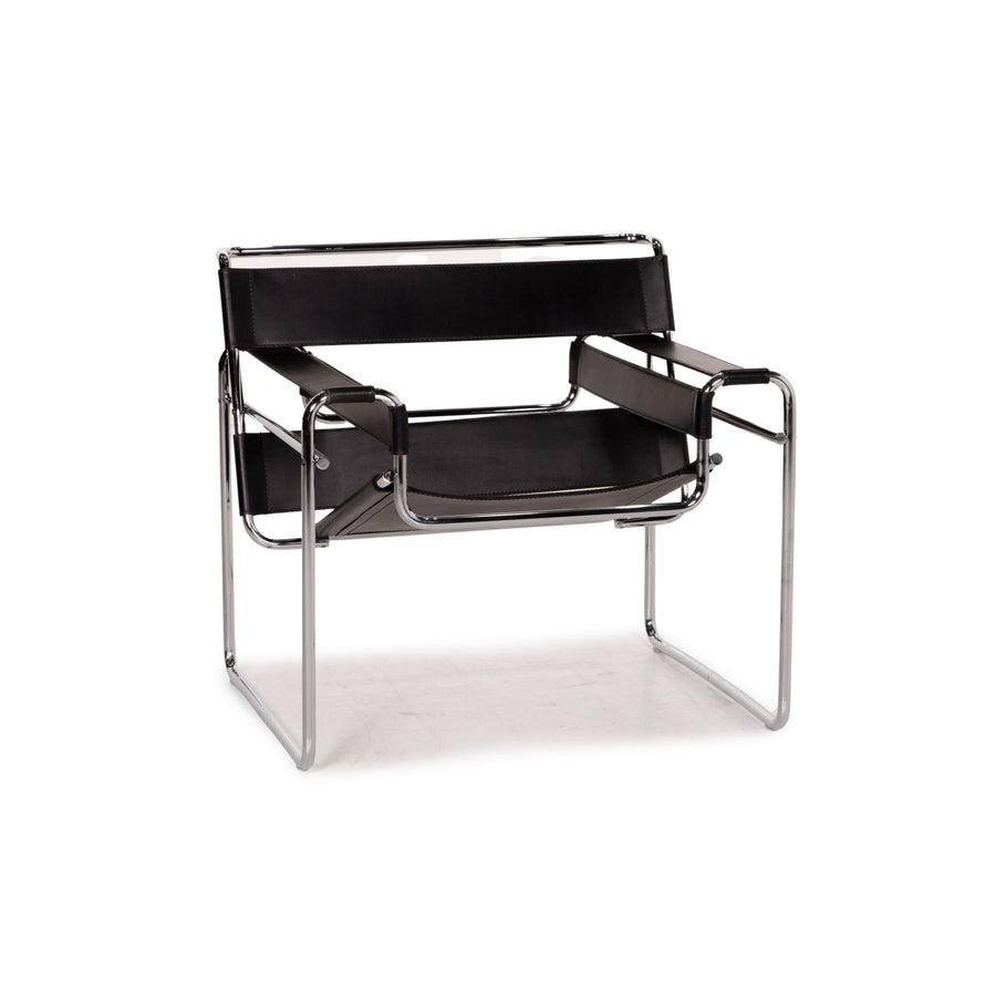 Knoll International Wassily Chair leren fauteuil zwart stoel Marcel Breuer