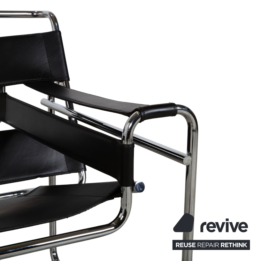 Knoll International Wassily Chair Leder Sessel Schwarz Stuhl Marcel Breuer
