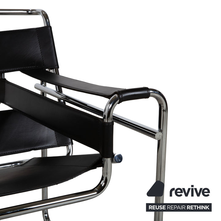 Knoll International Wassily Chair Leder Sessel Schwarz Stuhl Marcel Breuer