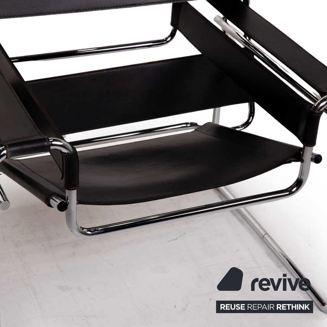 Knoll International Wassily Chair lænestol læder sort stol Marcel Breuer