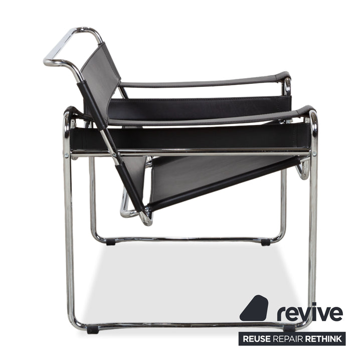 Knoll International Wassily Chair Leder Sessel Schwarz Stuhl Marcel Breuer