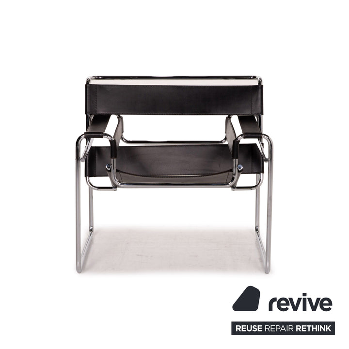 Knoll International Wassily Chair leren fauteuil zwart stoel Marcel Breuer