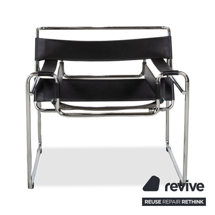 Knoll International Wassily Chair Leder Sessel Schwarz Stuhl Marcel Breuer