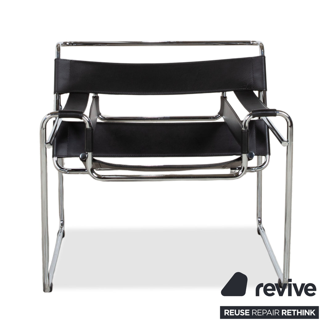 Knoll International Wassily Chair Leather Armchair Black Chair Marcel Breuer