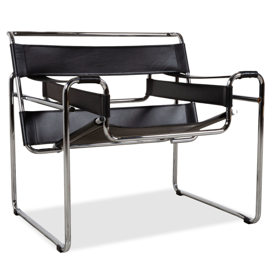 Knoll International Wassily Chair Leather Armchair Black Chair Marcel Breuer