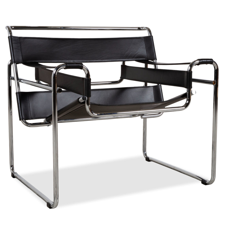 Knoll International Wassily Chair Leder Sessel Schwarz Stuhl Marcel Breuer