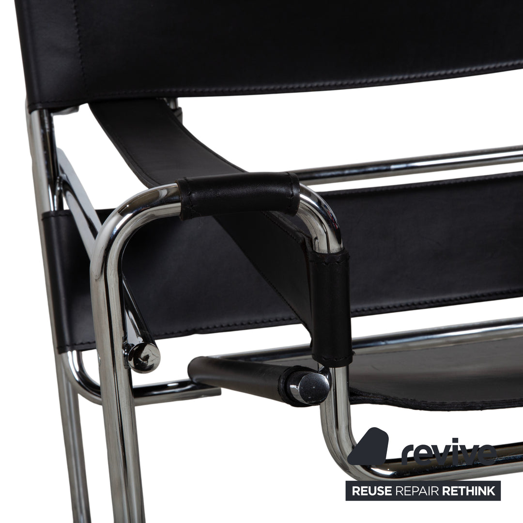Knoll International Wassily Chair Leder Sessel Schwarz Stuhl Marcel Breuer