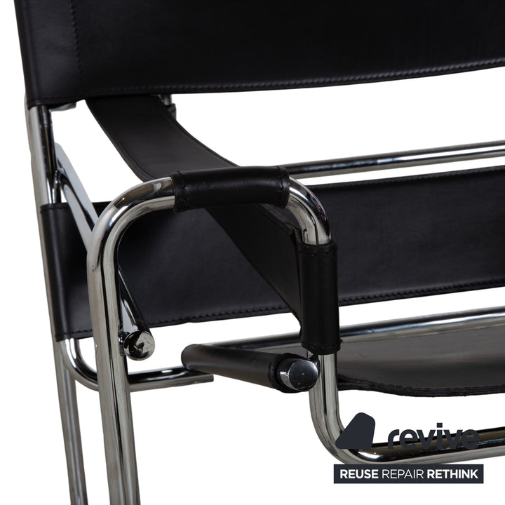 Knoll International Wassily Chair Leder Sessel Schwarz Stuhl Marcel Breuer