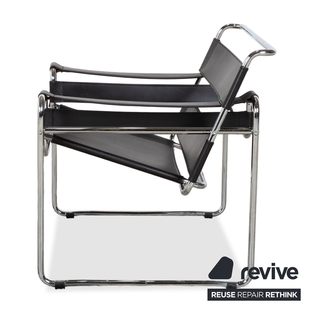 Knoll International Wassily Chair Leder Sessel Schwarz Stuhl Marcel Breuer