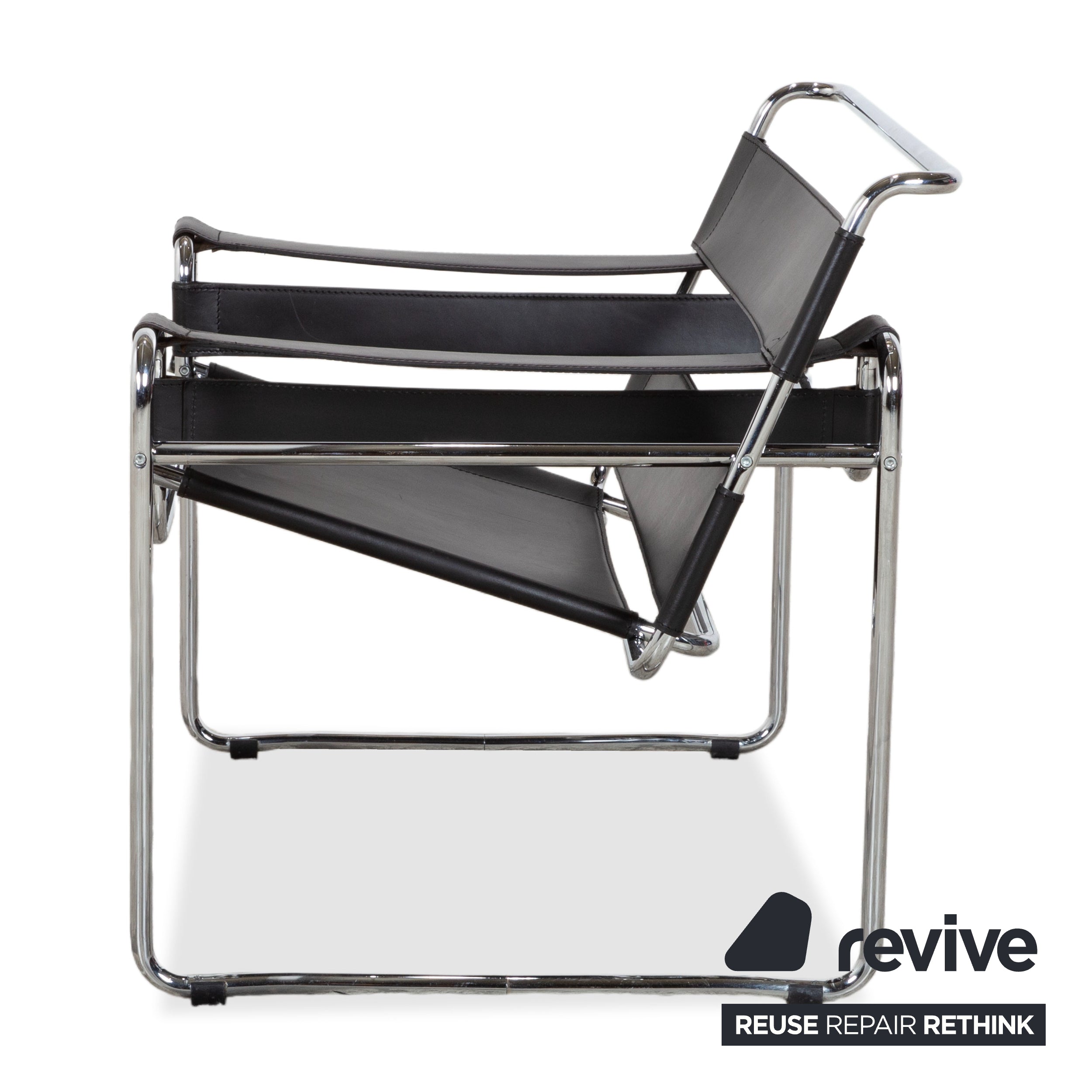 Knoll International Wassily Chair Fauteuil Cuir Noir Chaise Marcel Breuer