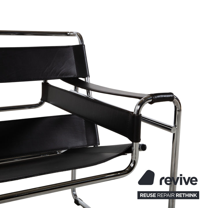 Knoll International Wassily Chair Leder Sessel Schwarz Stuhl Marcel Breuer