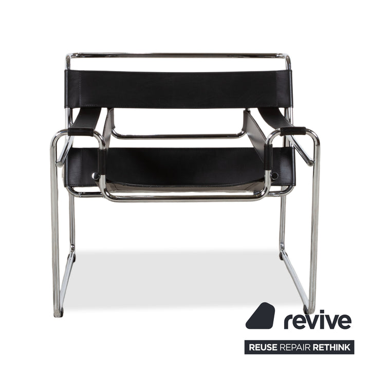 Knoll International Wassily Chair Leder Sessel Schwarz Stuhl Marcel Breuer