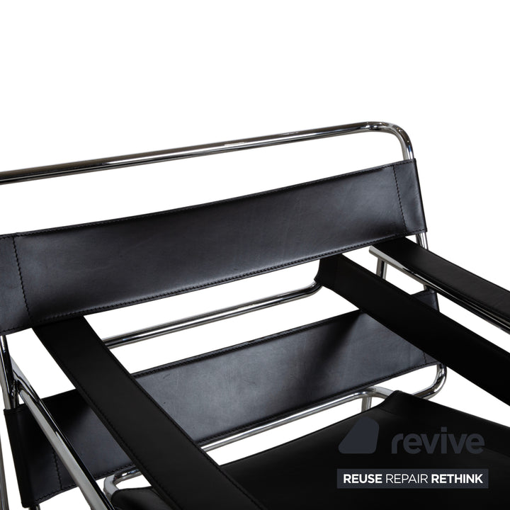 Knoll International Wassily Chair Leder Sessel Schwarz Stuhl Marcel Breuer