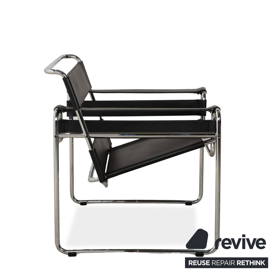 Fauteuil Wassily de Knoll International, en cuir noir