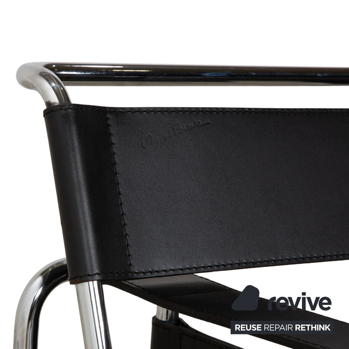 Knoll International Wassily Chair Sessel Leder Schwarz