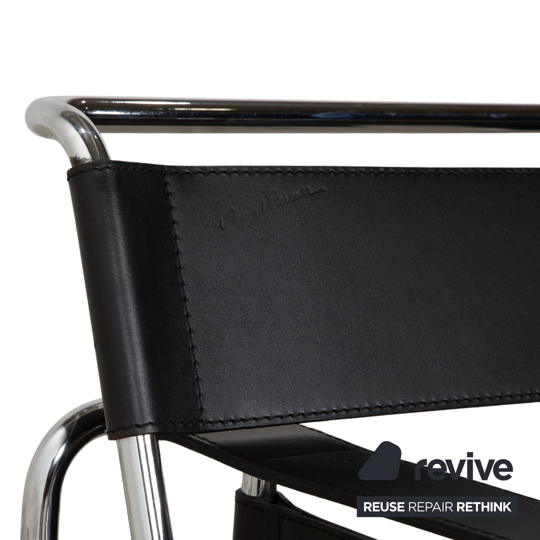 Fauteuil Wassily de Knoll International, en cuir noir