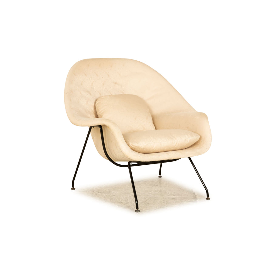 Knoll International Womb Chair Stoff Sessel Creme inkl. Hocker