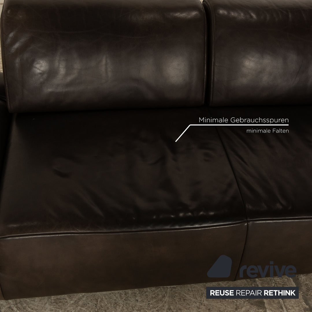 Koinor Leder Zweisitzer Braun Dunkelbraun Grau Sofa Couch manuelle Funktion