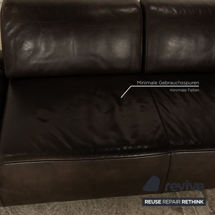 Koinor Leder Zweisitzer Braun Dunkelbraun Grau Sofa Couch manuelle Funktion