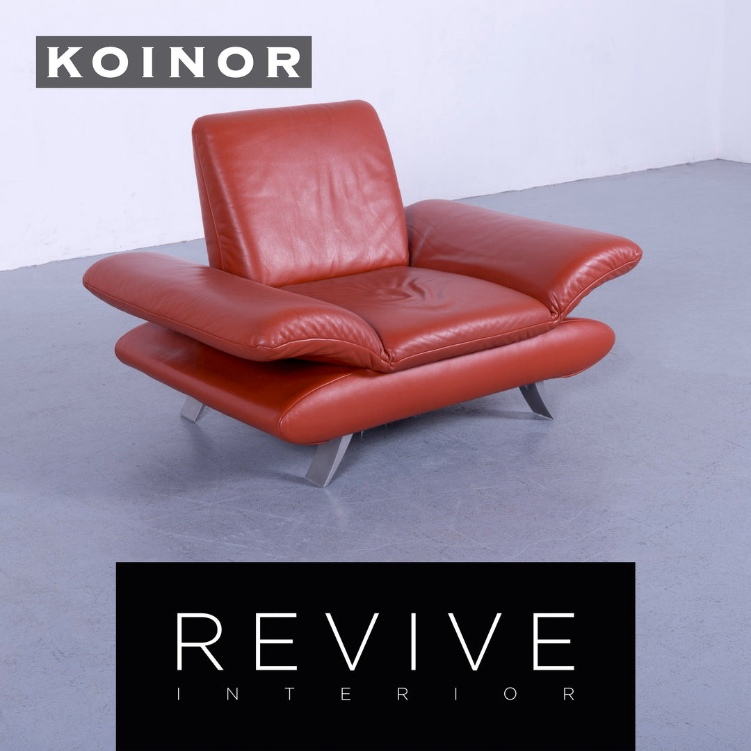 Koinoir Rossini Leder Sessel Orange Einsitzer Stuhl Funktion Echtleder #5141
